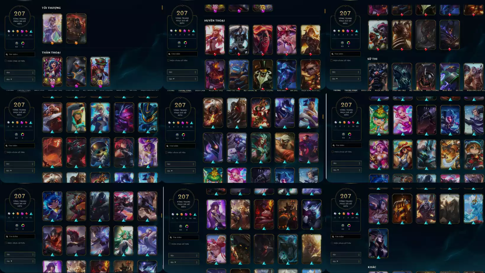 LOL 207 SKIN 2 CAM 3 TIM 14 DO 61 XANH RANK SẮT
